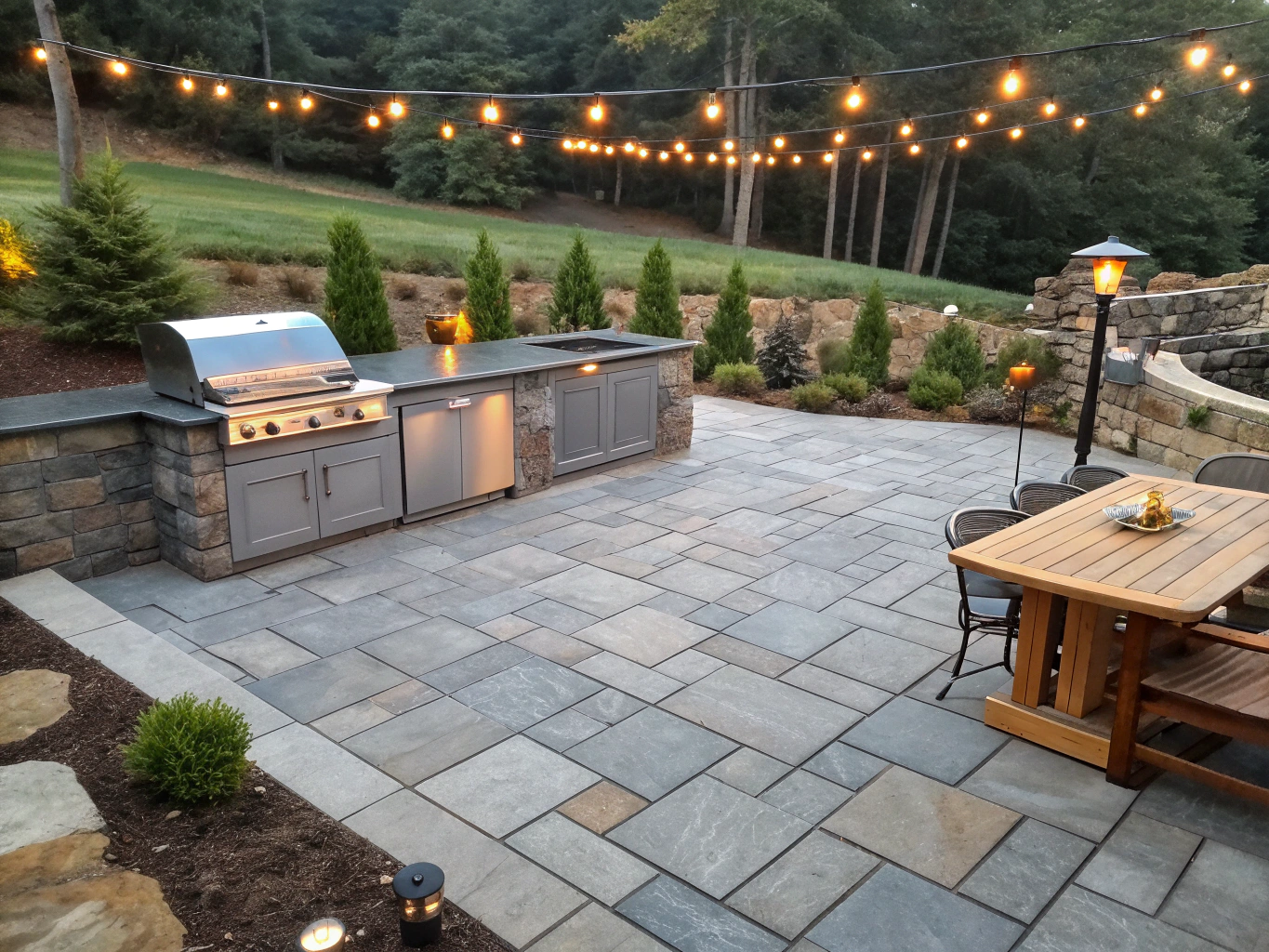 Professional hardscape patio installation with premium pavers